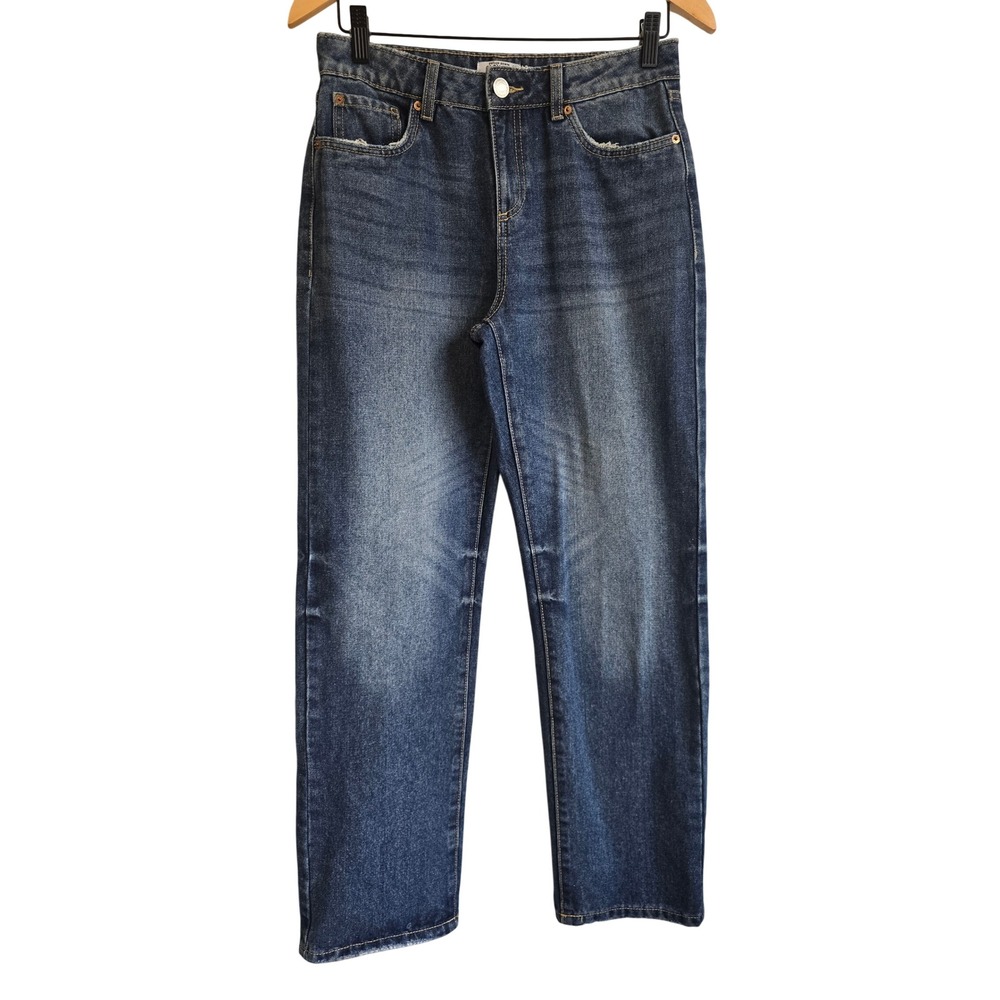 😀Refuge Denim Slouchy Mid-Rise Straight Leg Jeans Dark Wash Blue Size 1 16-1237